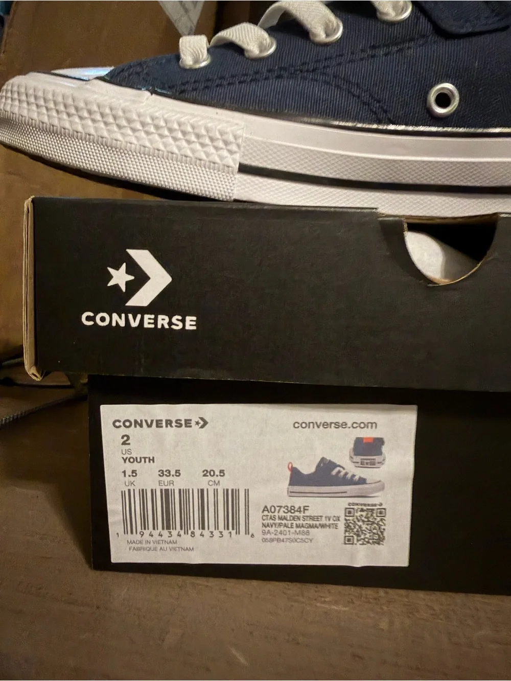 Converse Kids Low Top Sneakers in Navy Blue with Orange Pull Tab